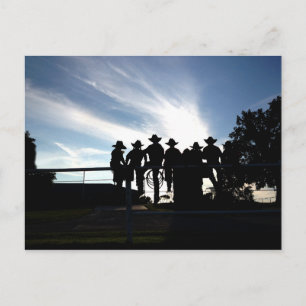 Young Cowboys and Cowgirls on a Fence Postcard