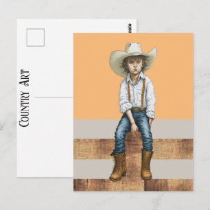 Young Cowgirl On Post Country Western Ranch Style Postcard