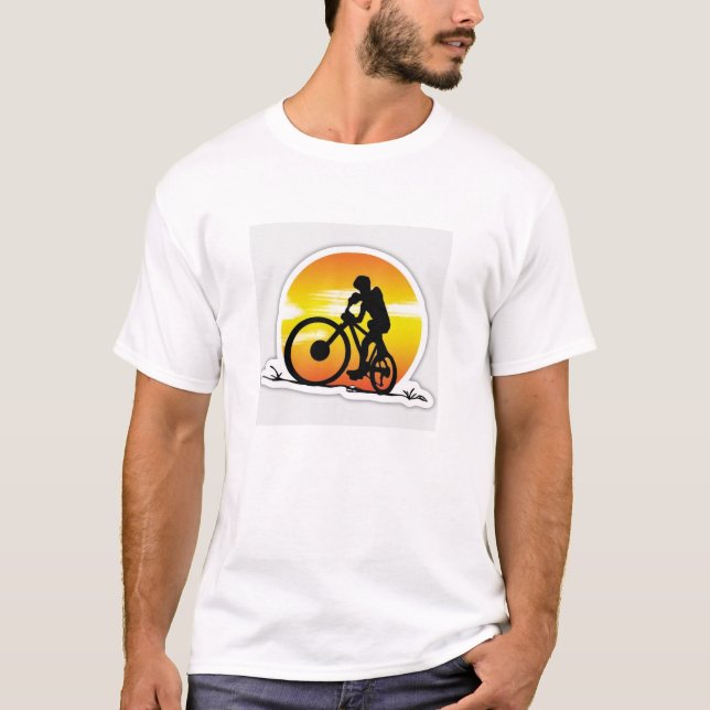 Young Cyclist at Sunset – Adventure Design T-Shirt (Front)