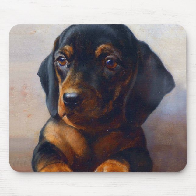 Young Dachshund by Carl Reichert Mouse Mat (Front)