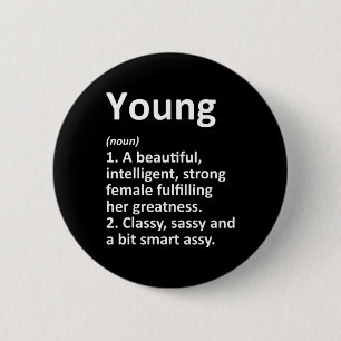 Young Definition Personalised Name Funny Christmas 6 Cm Round Badge