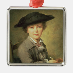 Young draughtsman in black hat, 18th century metal tree decoration
