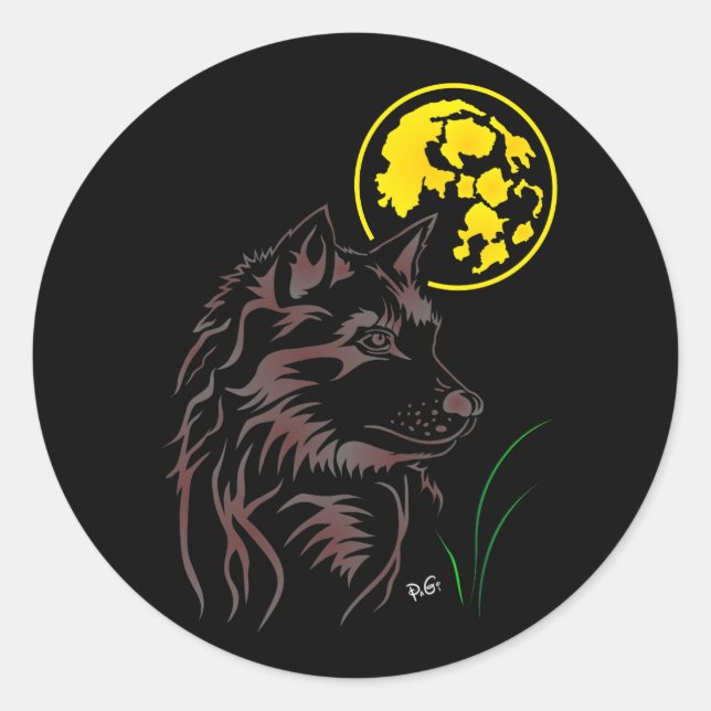 young dreamy wolf sticker (Front)