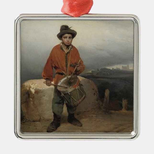Young Drummer Boy (by Gerolamo Induno) Metal Tree Decoration (Front)