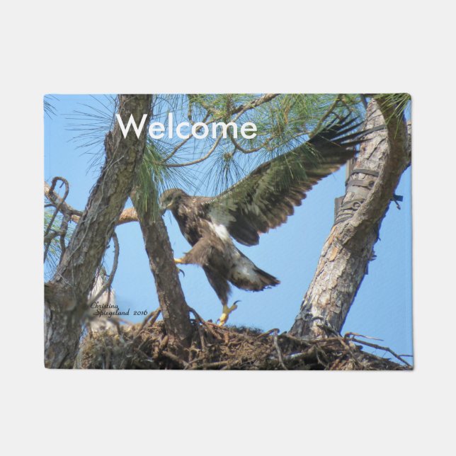 Young Eagle ready to fly Spiegeland Doormat (Front)
