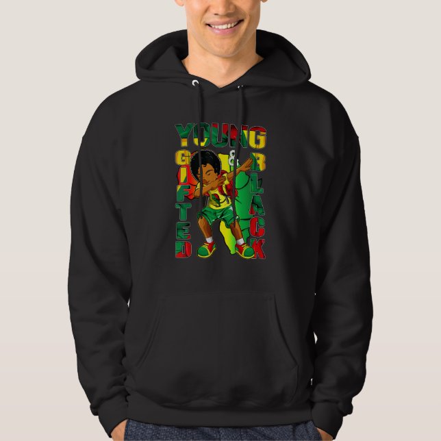 Young ed & Black History Month Kids Cute Dabbing B Hoodie (Front)