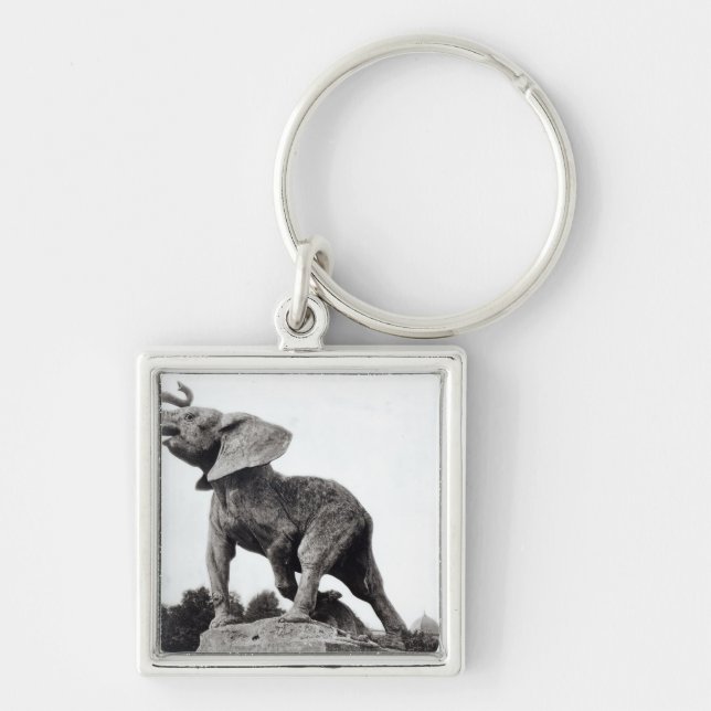 Young Elephant Caught in a Trap Key Ring (Front)