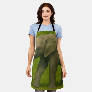 Young Elephant with Guardian in Grassy Reserve Apron