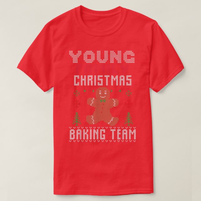 Young Family Christmas Baking Team Matching ginger T-Shirt (Design Front)