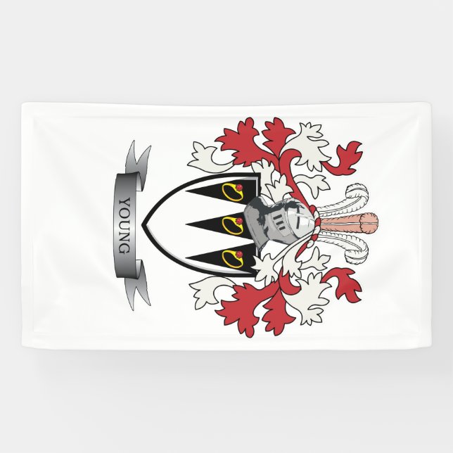 Young Family Crest Coat of Arms Banner (Horizontal)