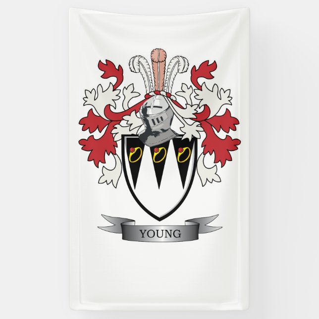 Young Family Crest Coat of Arms Banner (Vertical)