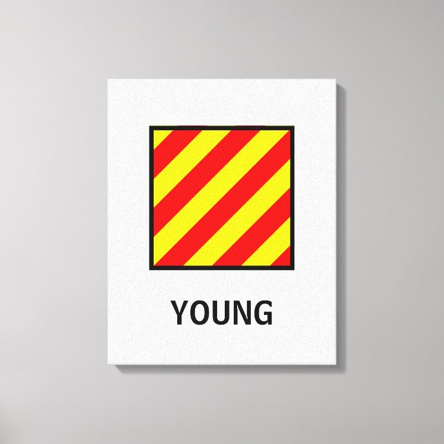 Young Family Name Nautical Flag Canvas Print (Front)
