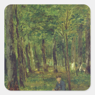 Young Farmer sitting in the Forest, 1878 Square Sticker