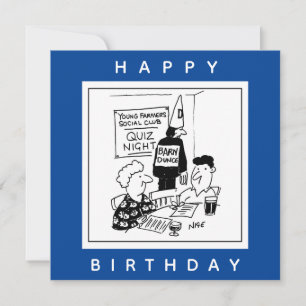 Young Farmers Have a Quiz Night Cartoon Card