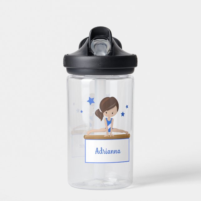 Young Female Gymnast Personalised Water Bottle (Front)