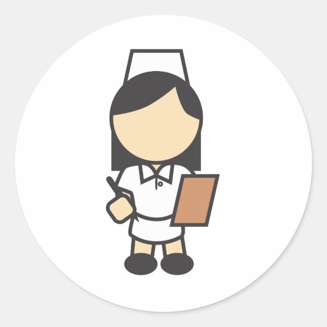 Young Female Nurse Icon Classic Round Sticker (Front)