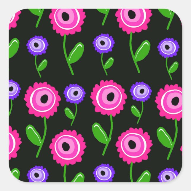 Young Florals Square Sticker (Front)