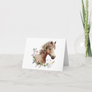Young Foal Horse with Flowers BLANK  Card