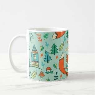 Young Foxes: Children's Seamless Pattern. Coffee Mug