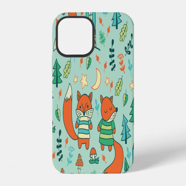 Young Foxes: Children's Seamless Pattern. iPhone Case (Back)