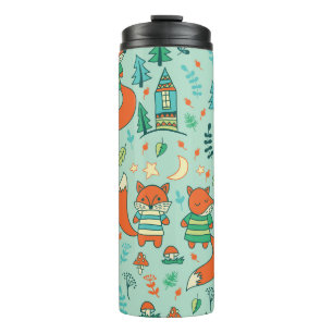 Young Foxes: Children's Seamless Pattern. Thermal Tumbler