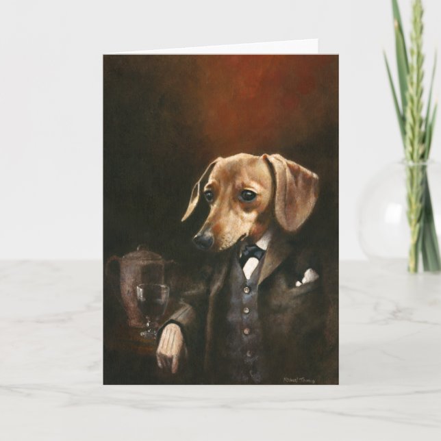 Young Gentleman Dachshund Greetings Card (Front)
