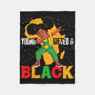 Young Gifted And Black Dabbing Girl Black History  Fleece Blanket