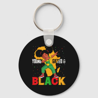 Young Gifted And Black Dabbing Girl Black History Key Ring