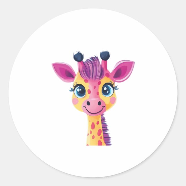 young giraffe. Classic T-Shirt Classic Round Sticker (Front)