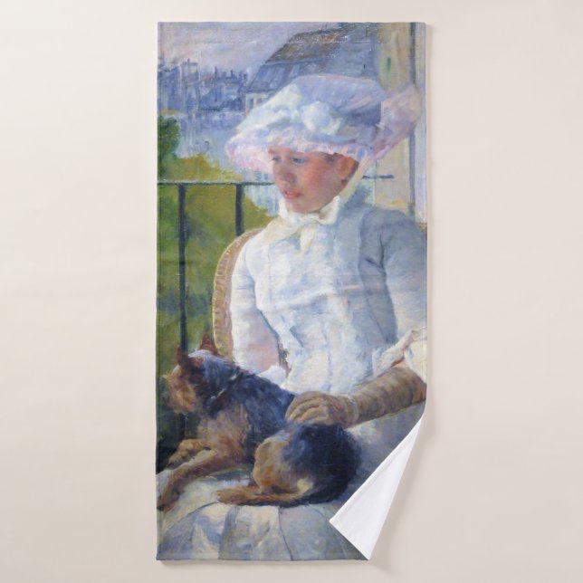Young Girl and Her Dog, Mary Cassatt Bath Towel (Bath Towel)