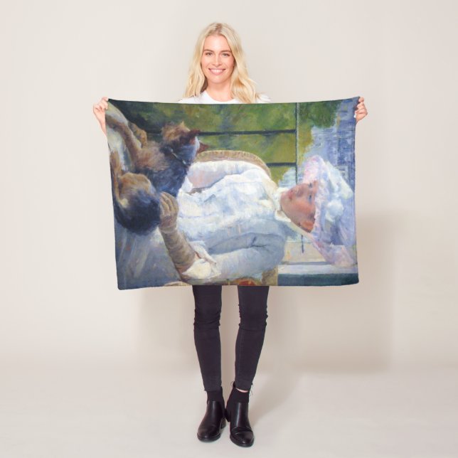 Young Girl and Her Dog, Mary Cassatt Fleece Blanket (In Situ)