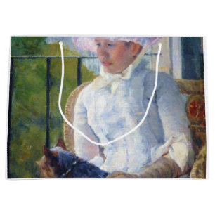 Young Girl and Her Dog, Mary Cassatt Large Gift Bag