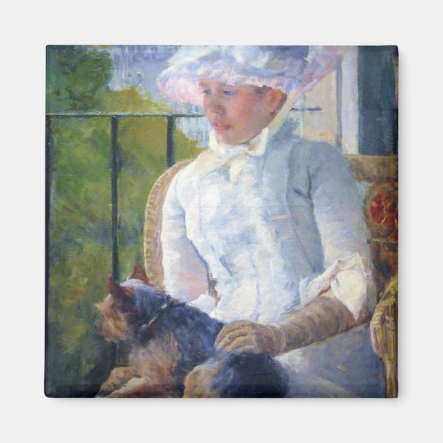 Young Girl and Her Dog, Mary Cassatt Magnet (Front)