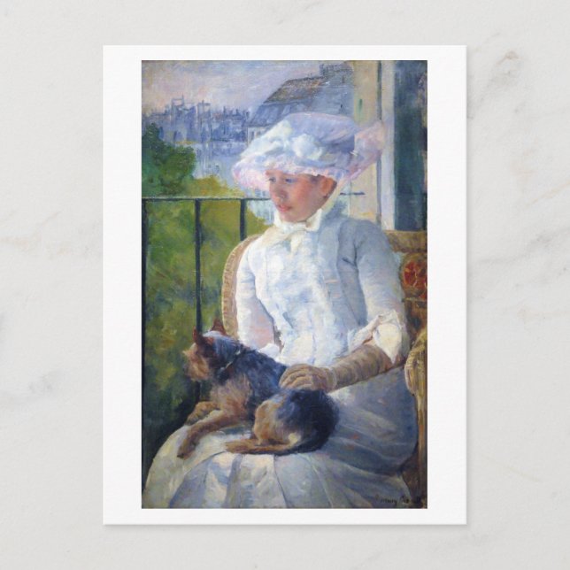 Young Girl and Her Dog, Mary Cassatt Postcard (Front)