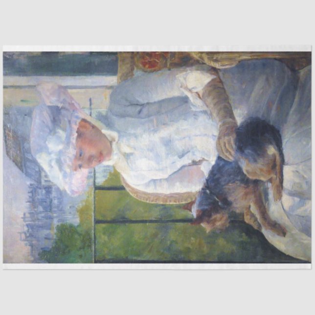 Young Girl and Her Dog, Mary Cassatt Tissue Paper (Front)