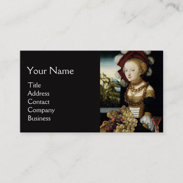 YOUNG GIRL,ANTIQUE VINEYARD GRAPES WINE TASTING BUSINESS CARD (Front)