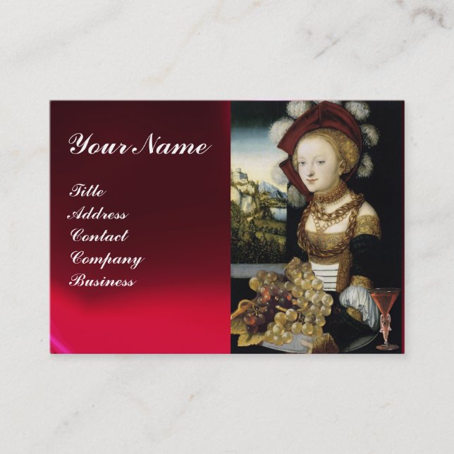 YOUNG GIRL ,ANTIQUE VINEYARD GRAPES WINE TASTING BUSINESS CARD (Front)