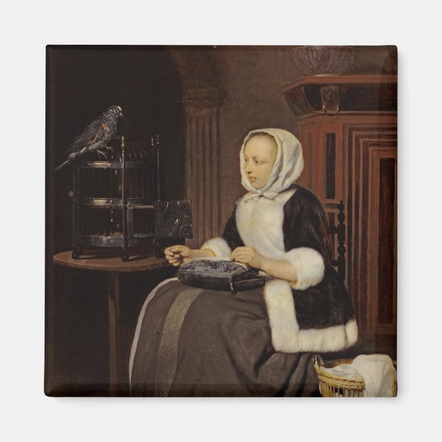 Young Girl at Work Magnet (Front)