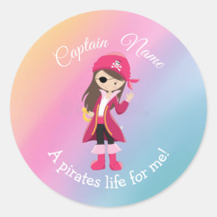 YOUNG Girl BIRTHDAY Pirate    Classic Round Sticker