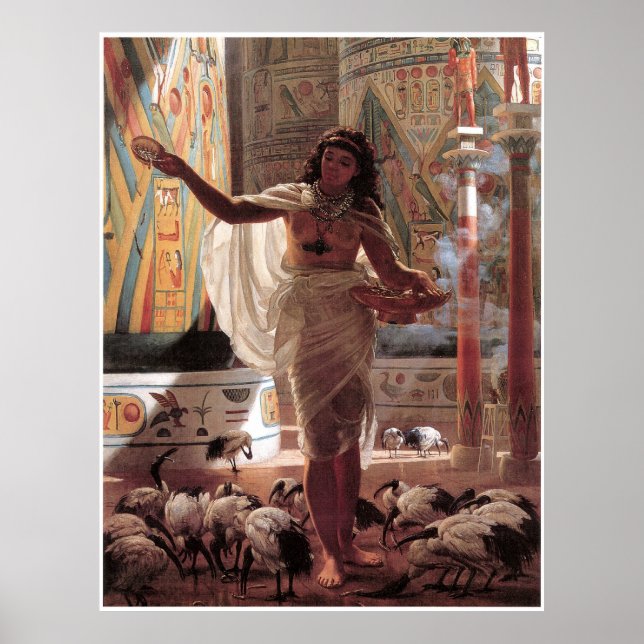 Young girl feeding the Sacred Ibises at Karnak, Poster (Front)