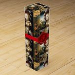 YOUNG GIRL ,GRAPE VINEYARD RED WAX SEAL MONOGRAM WINE GIFT BOX<br><div class="desc">Elegant painting of hanged grapes with blue ribbon.Beautiful blonde young girl in gorgeous dress and gold jewellery with red hat and white feathers holding a plate full of red yellow grapes, grape vines , red green fall leaves with a lake landscape in background ( Salome ) by German painter Lucas...</div>