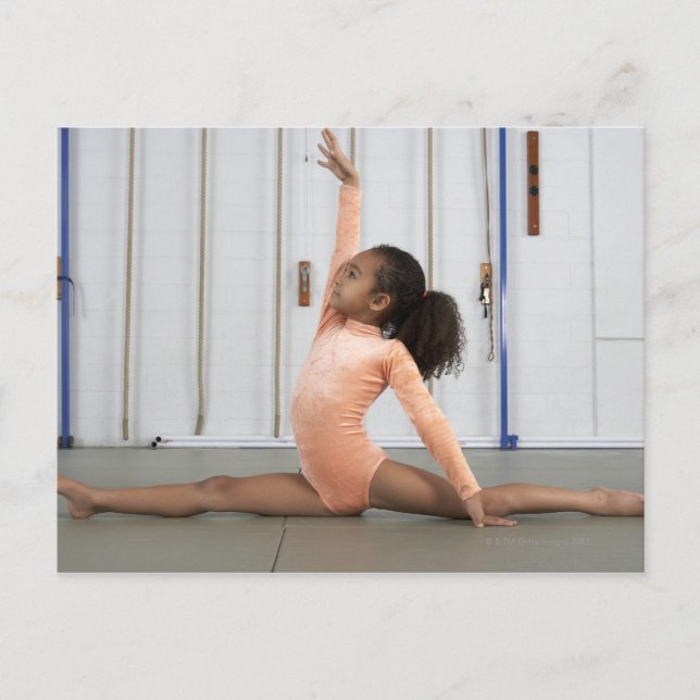 Young girl gymnast practicing her floor postcard (Front)