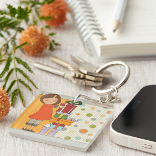 Young Girl Happy Birthday Key Ring