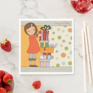 Young Girl Happy Birthday Napkin