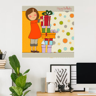 Young Girl Happy Birthday Poster