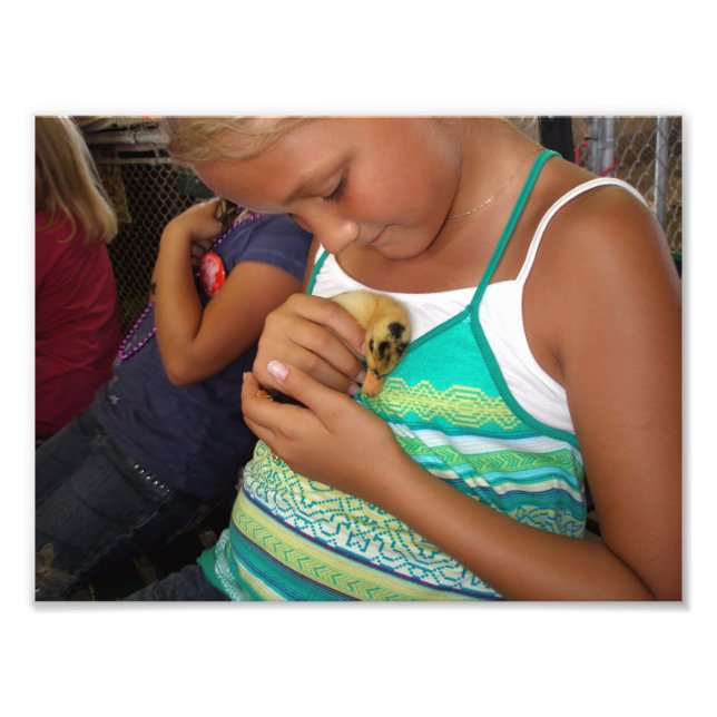 Young Girl Holding Baby Duck Photo Print (Front)