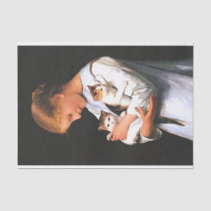 Young Girl holding two cats  Tissue Paper