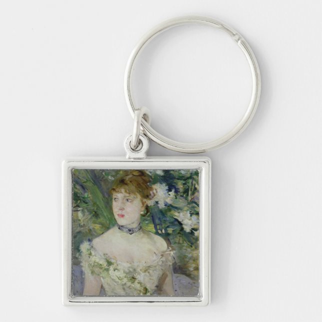 Young girl in a ball gown, 1879 key ring (Front)