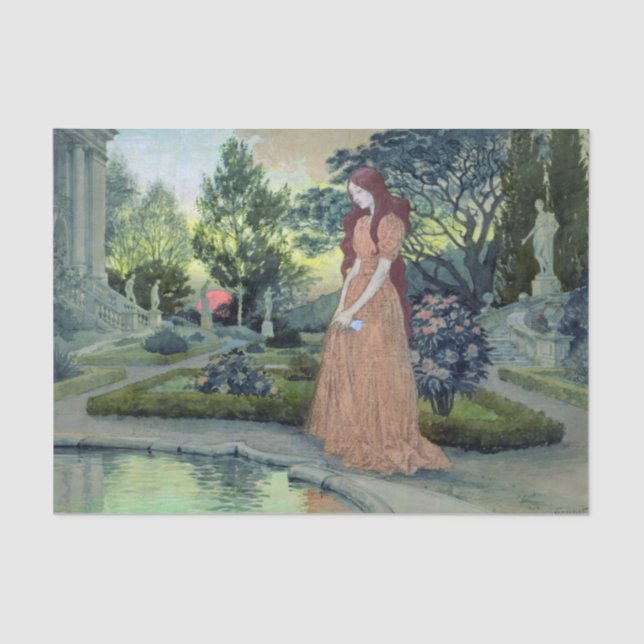 Young Girl in a Garden by Eugene Grasset Tissue Paper (Front)