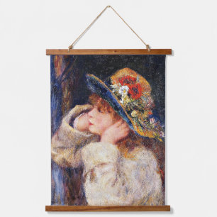 Young Girl in a Hat with Wildflowers Hanging Tapestry